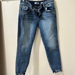 BOUTIQUE KanCan Mid Rise Skinny Jeans- Cropped Fringe Womens Size 29